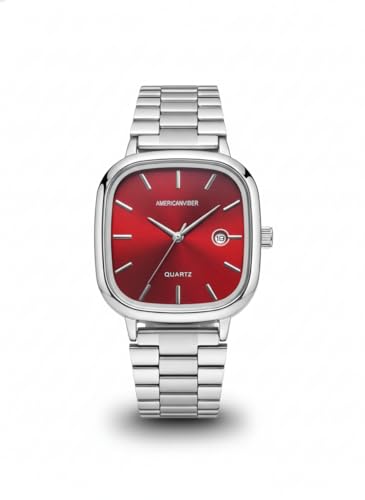 AMERICANVIBER Men's Silver, Watch with Stainless Steel Band | Water-Resistant Analog Dress & Casual Wristwatch