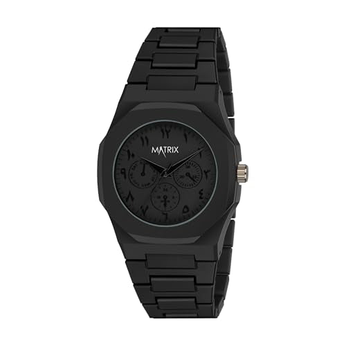 Matrix Arabian | Aura Dial & Polycarbonate Strap Analog Watch for Men & Boys (Black)
