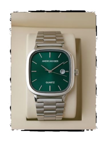 AMERICANVIBER Men's Silver, Watch with Stainless Steel Band | Water-Resistant Analog Dress & Casual Wristwatch
