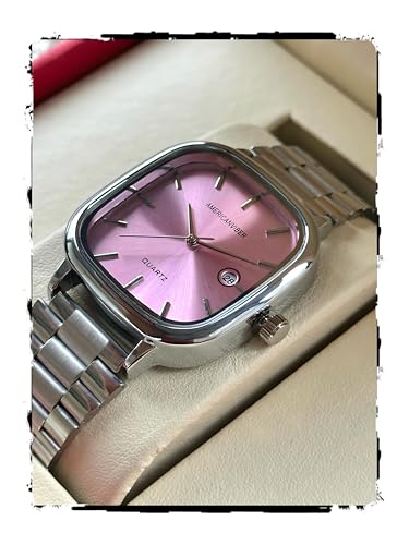 AMERICANVIBER Men's Silver, Watch with Stainless Steel Band | Water-Resistant Analog Dress & Casual Wristwatch