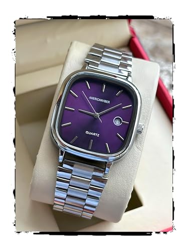 AMERICANVIBER Men's Silver, Watch with Stainless Steel Band | Water-Resistant Analog Dress & Casual Wristwatch