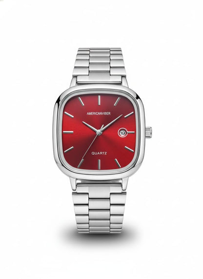 AMERICANVIBER Men's Silver, Watch with Stainless Steel Band | Water-Resistant Analog Dress & Casual Wristwatch