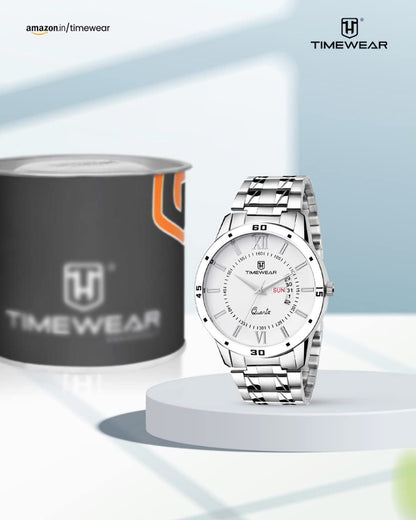 TIMEWEAR Analog Day Date Functioning Stainless Steel Chain Watch for Men