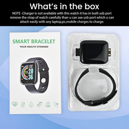 Bouncefit M I D116 Fitness Band Smart Watch for Men, Women, Boys, Girls, Kids – Single Touch Interface, Water Resistant, Workout Modes, Quick Charge Sports Smartwatch – Black I