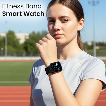 Bouncefit M I D116 Fitness Band Smart Watch for Men, Women, Boys, Girls, Kids – Single Touch Interface, Water Resistant, Workout Modes, Quick Charge Sports Smartwatch – Black I