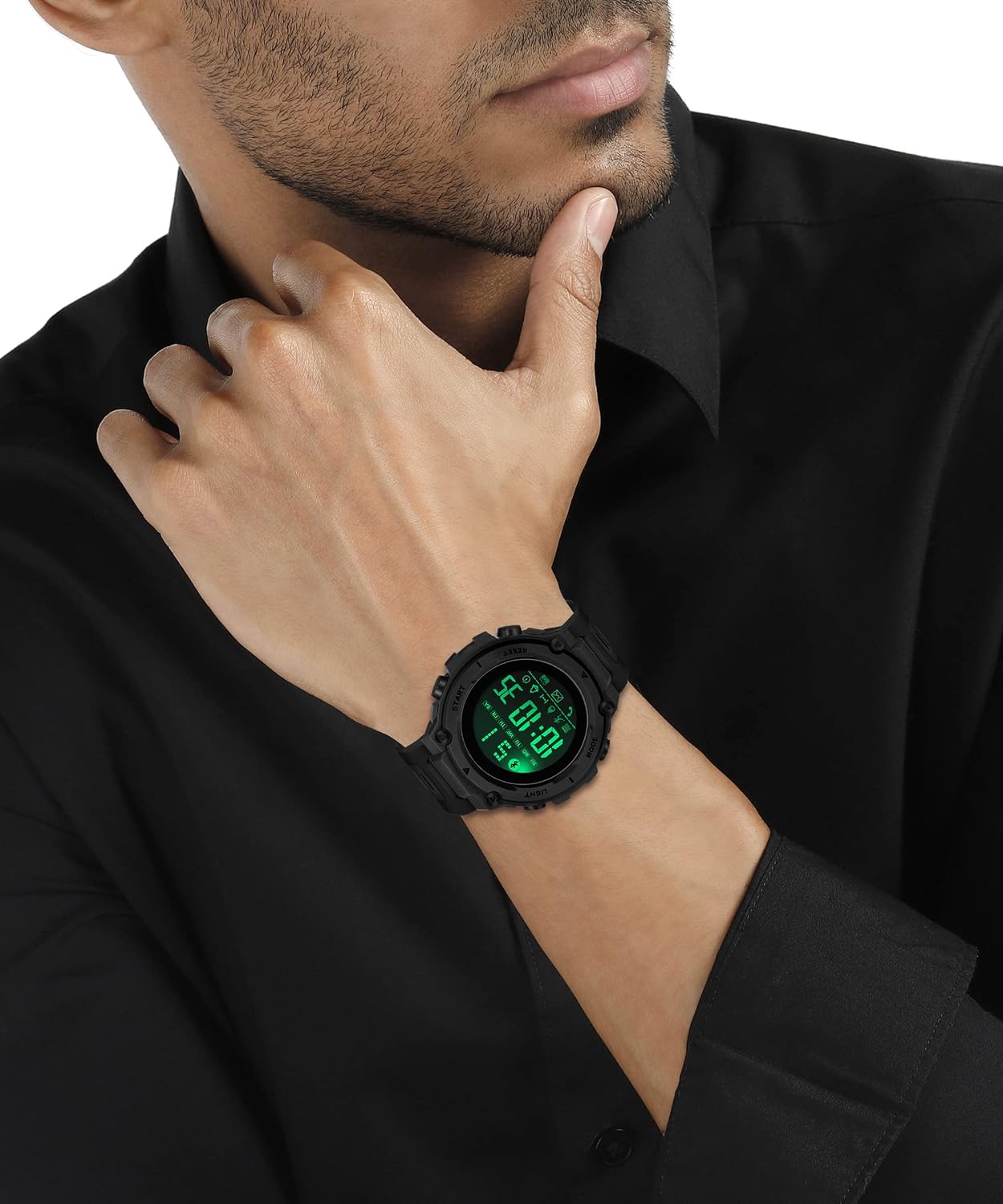Shocknshop Digital Sports Stylish Multifunctional Electronic LED Black Dial Wrist Watch for Men Boys -WCH78