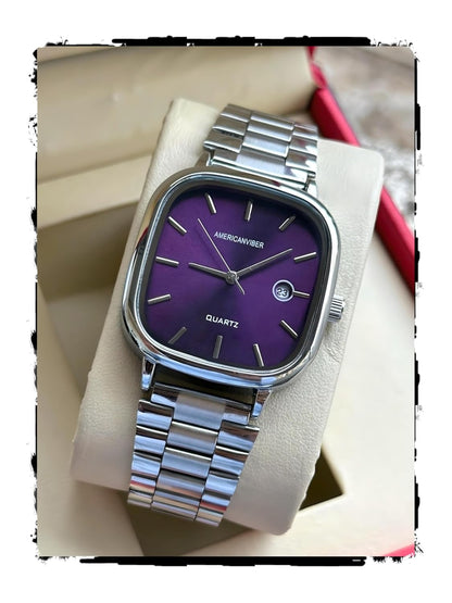 AMERICANVIBER Men's Silver, Watch with Stainless Steel Band | Water-Resistant Analog Dress & Casual Wristwatch