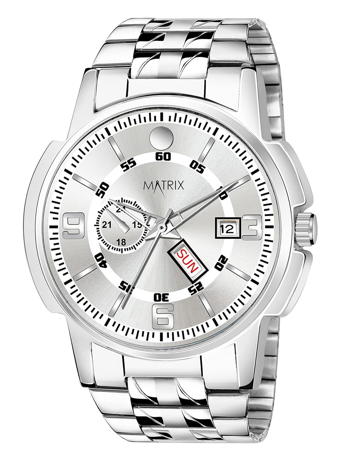 Matrix Black, Blue, White Dial, Day & Date Functioning, Stainless Steel Strap Analog Watch for Men & Women