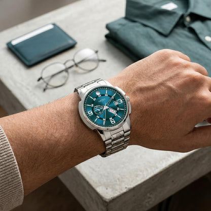 Matrix Black, Blue, White Dial, Day & Date Functioning, Stainless Steel Strap Analog Watch for Men & Women