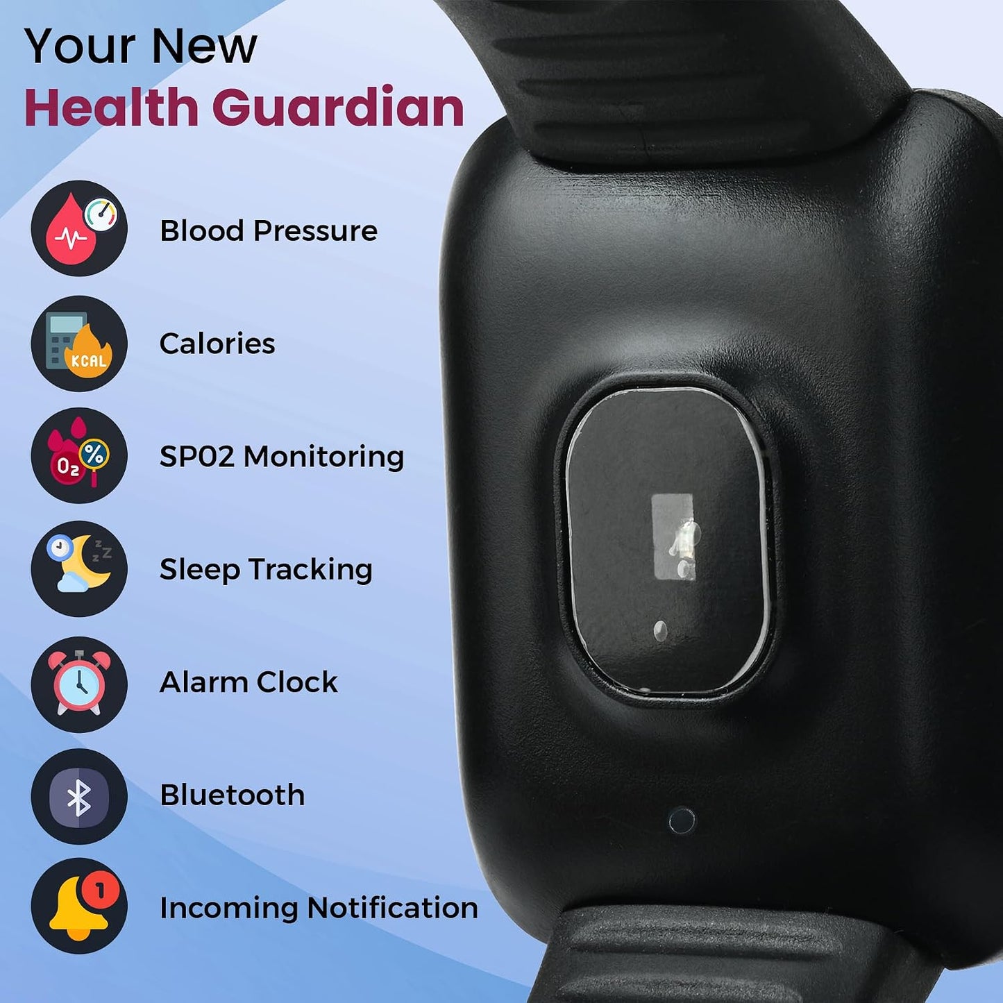 Bouncefit M I D116 Fitness Band Smart Watch for Men, Women, Boys, Girls, Kids – Single Touch Interface, Water Resistant, Workout Modes, Quick Charge Sports Smartwatch – Black I