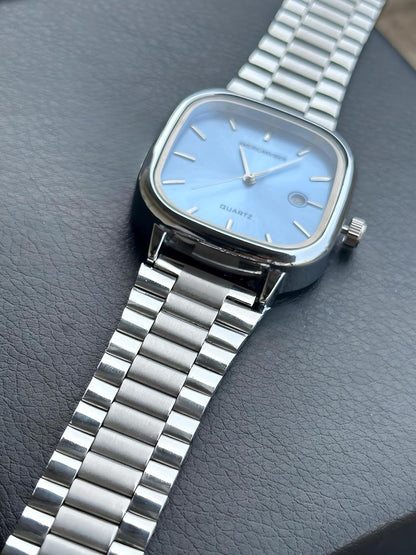 AMERICANVIBER Men's Silver, Watch with Stainless Steel Band | Water-Resistant Analog Dress & Casual Wristwatch