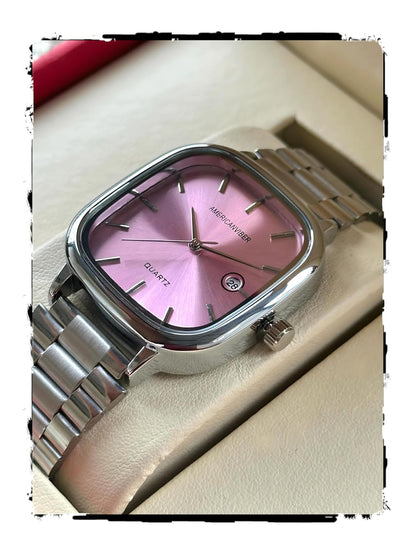 AMERICANVIBER Men's Silver, Watch with Stainless Steel Band | Water-Resistant Analog Dress & Casual Wristwatch